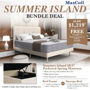 Maxcoil Summer Island Mattress & Bed Bundle